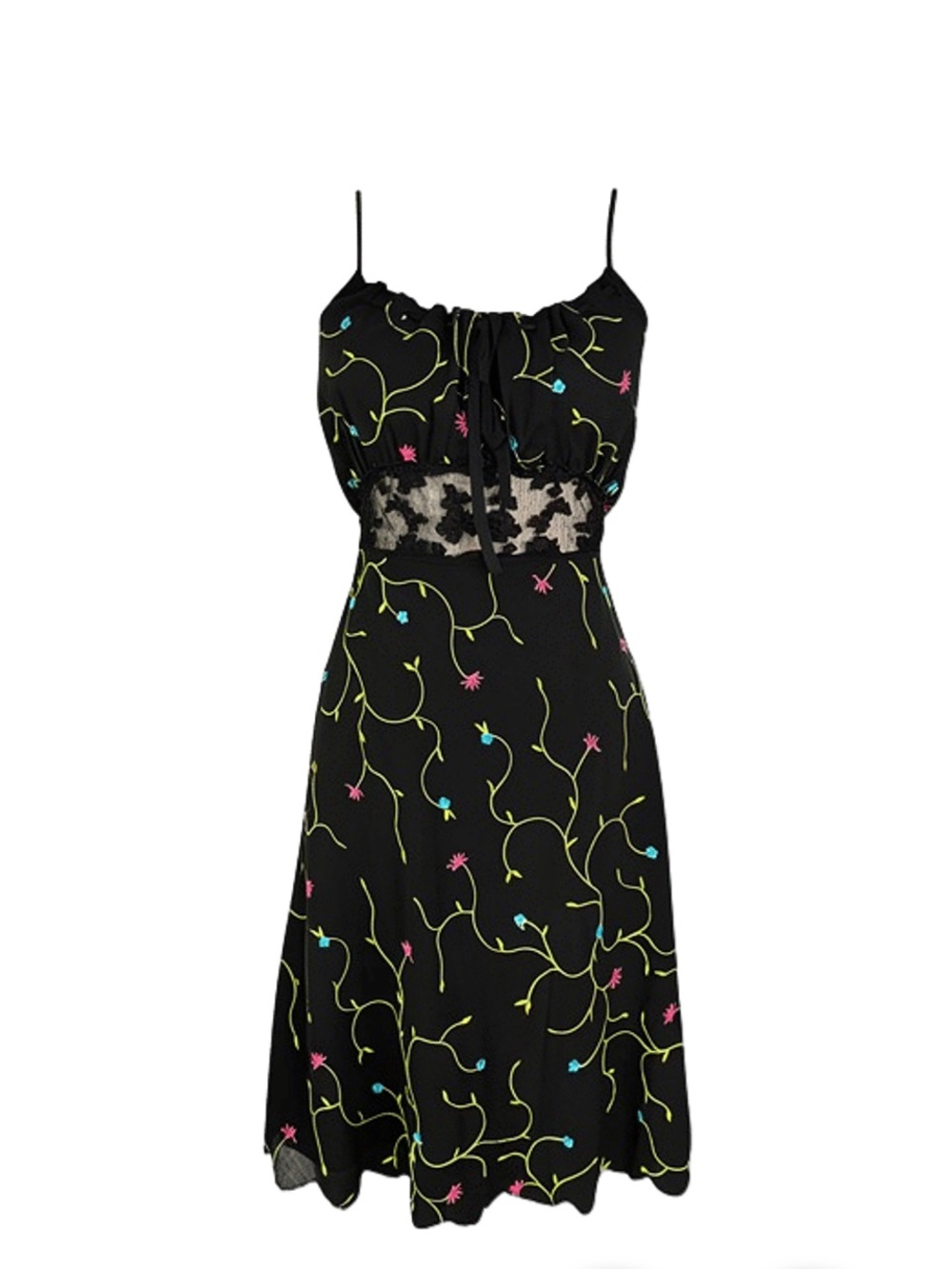 Vintage Betsey Johnson Embroidered Milkmaid Dress y2k 90s Deadstock 10 NWT